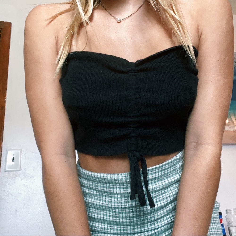 Black Lace up tube top
